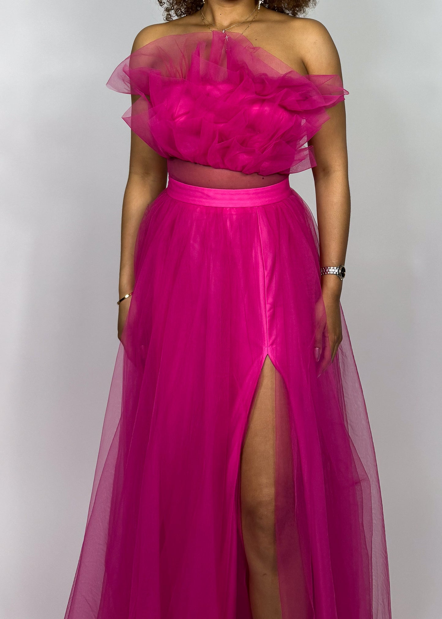 Azalea Pink Tulle Gown