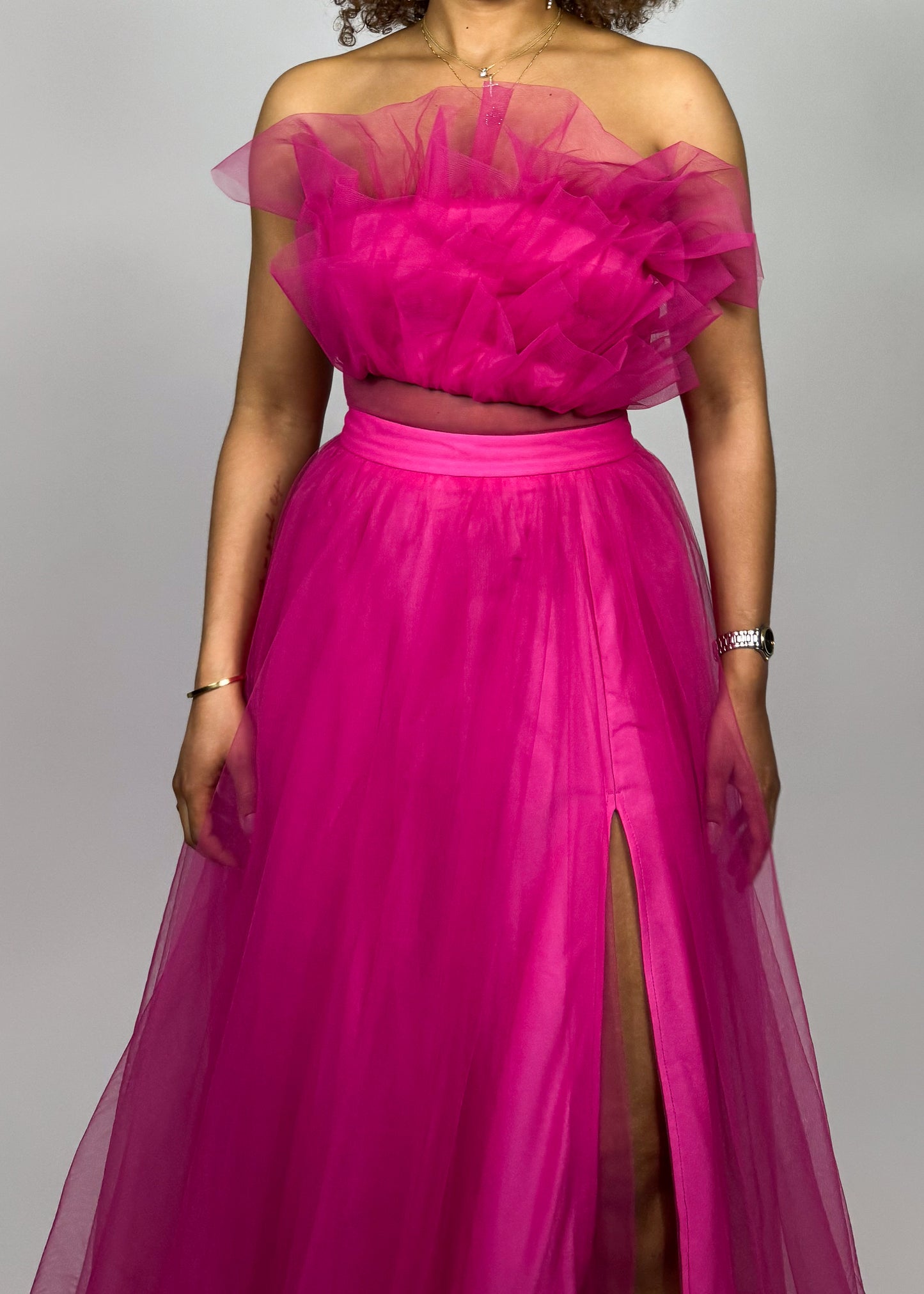 Azalea Pink Tulle Gown