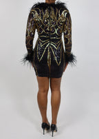 Loren Feather Trim Dress