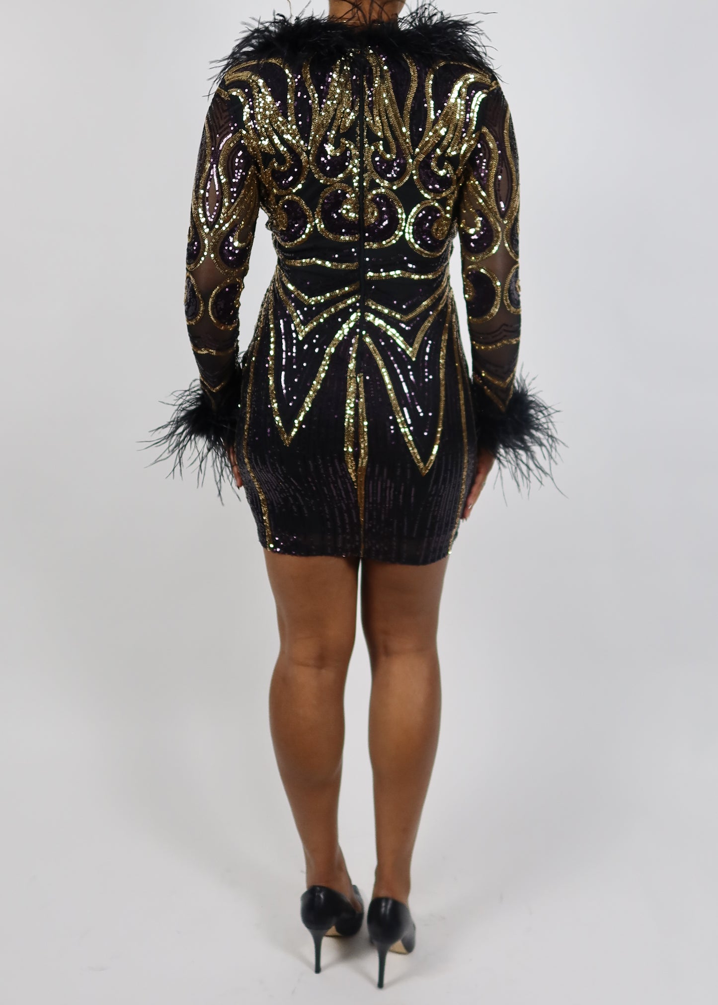 Loren Feather Trim Dress