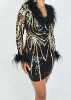 Loren Feather Trim Dress