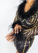 Loren Feather Trim Dress