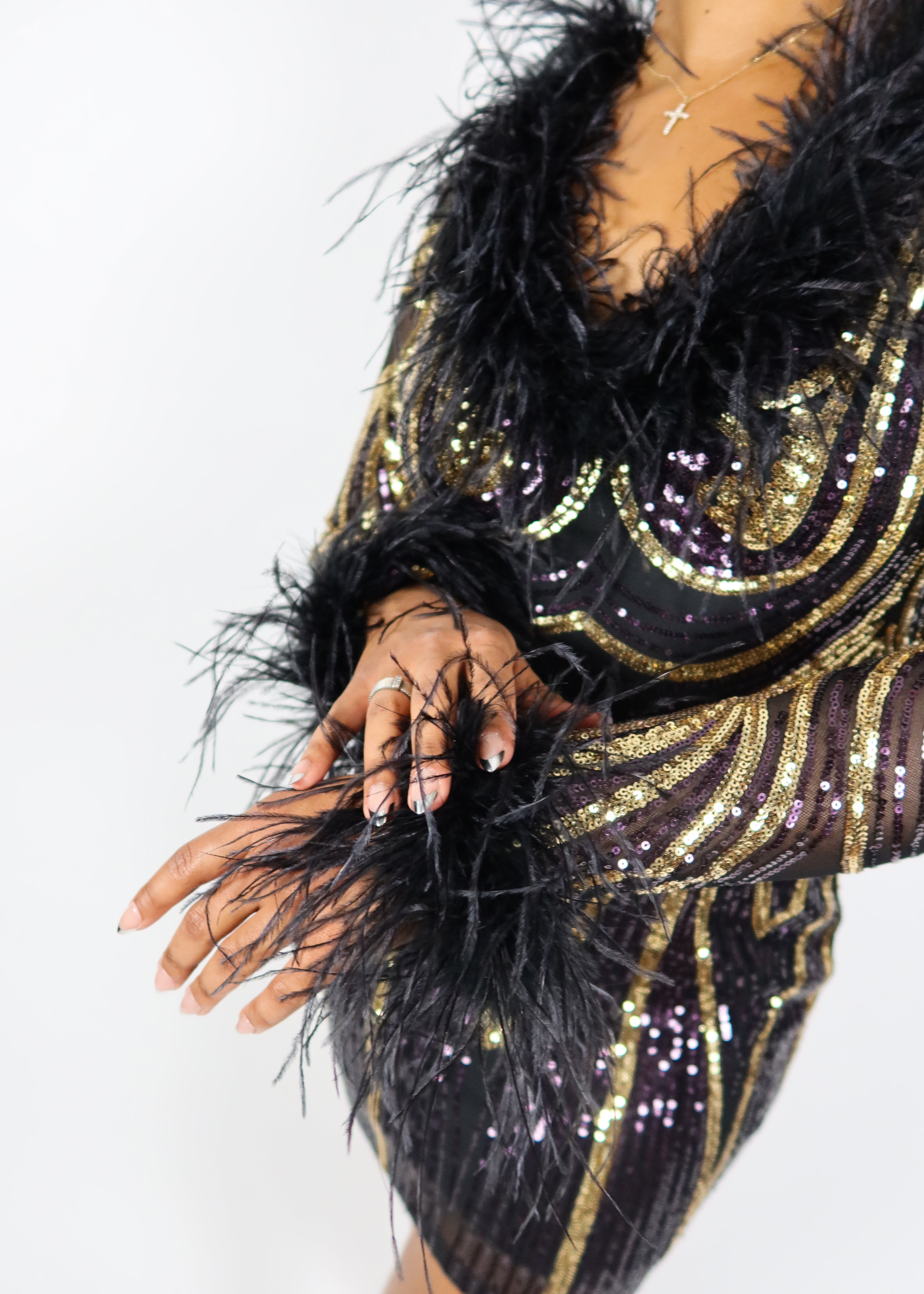 Loren Feather Trim Dress