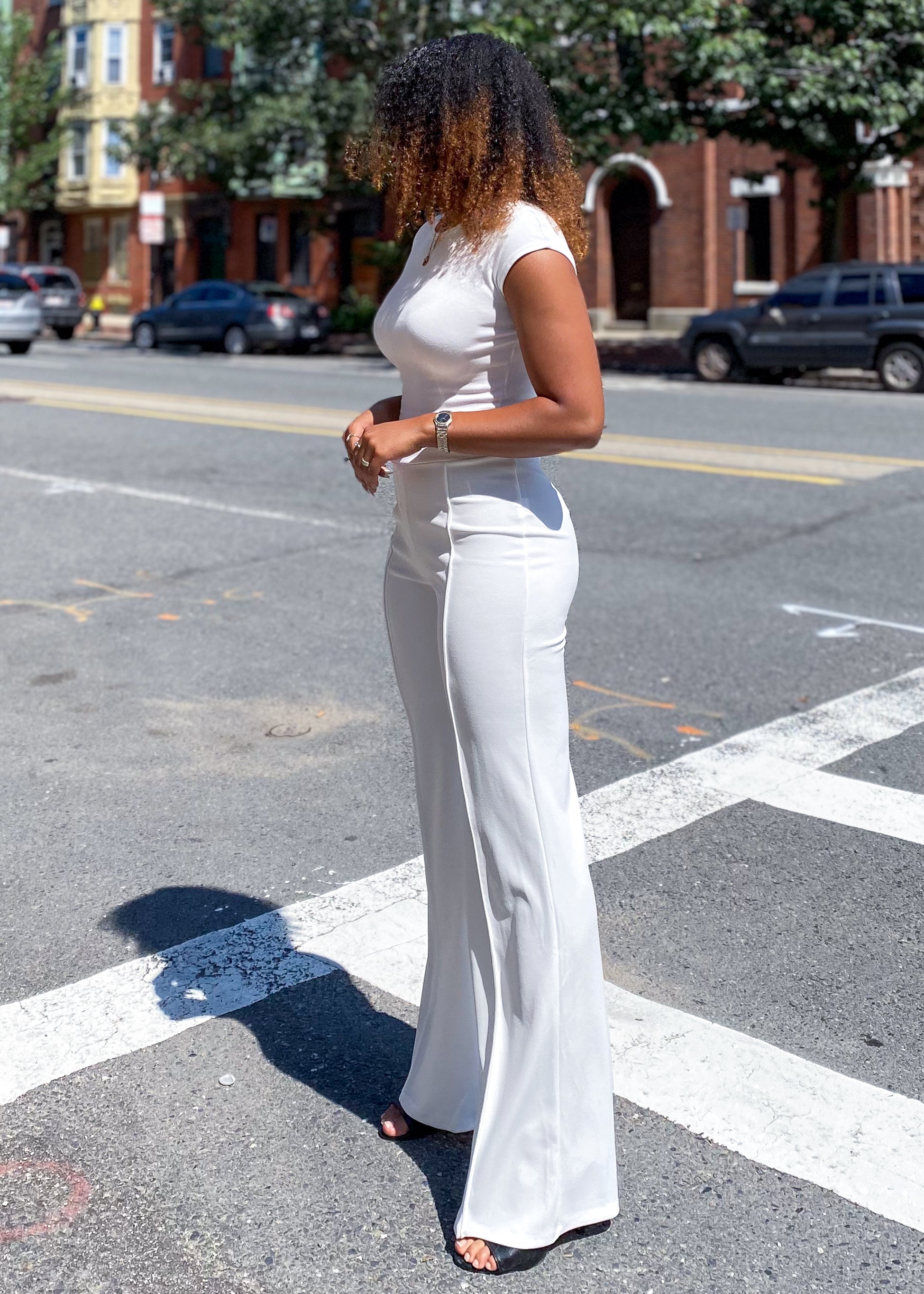 Casual chic trousers
Office wear pants
Elegant dinner outfit
Business casual trousers
Date night pants
Brunch outfit idea
Travel-friendly trousers
High-waisted wide-leg trousers
Tailored fit pants
Flared dressy trousers
Sleek straight-leg pants
Stretch-fit formal trousers
Minimalist aesthetic pants
Effortless street style
Classy and modern outfit
Trendy fashion-forward trousers
Feminine power dressing
Sophisticated everyday wear
Sleek and polished pants