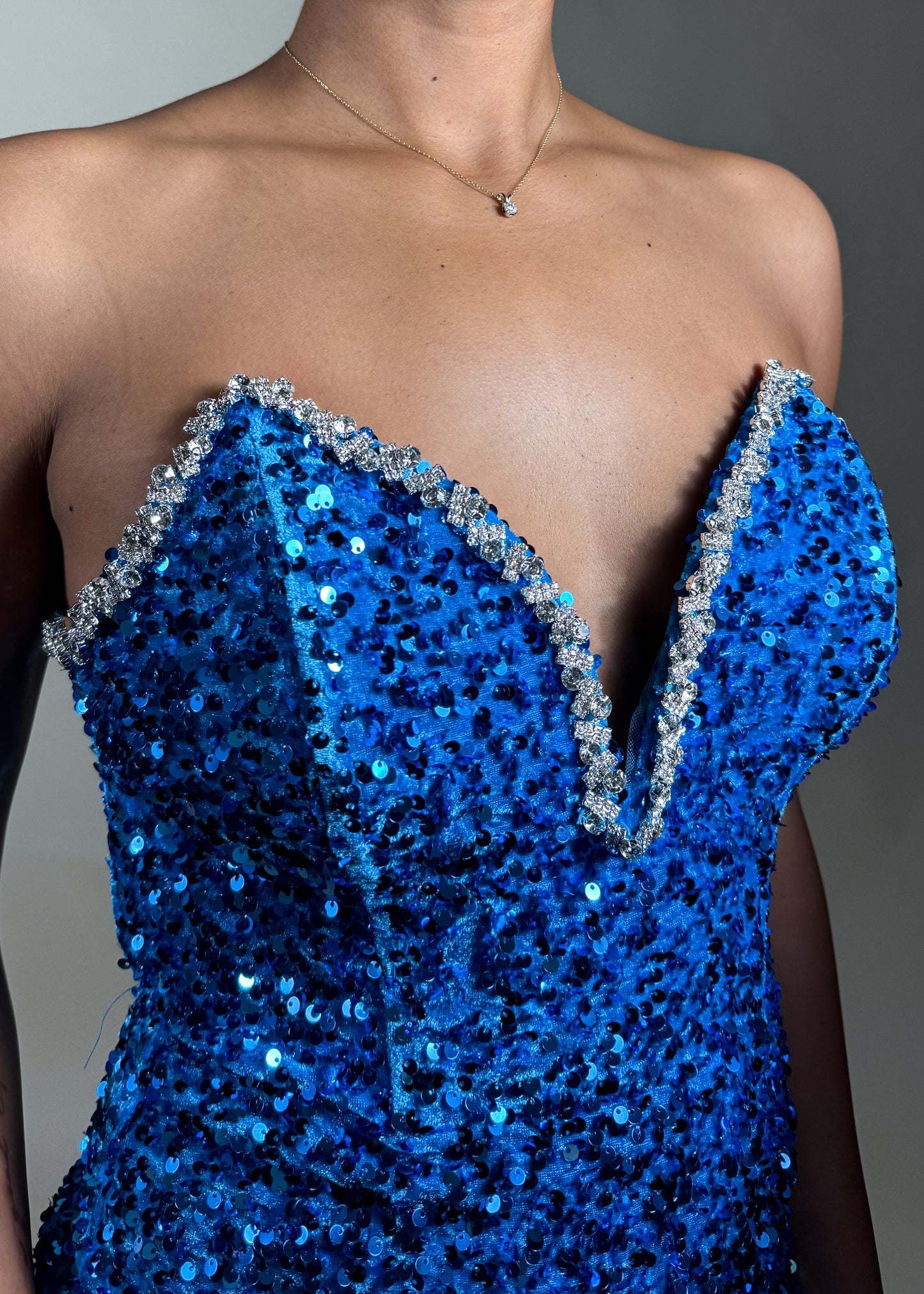 Sequins Sweetheart Gown Blue