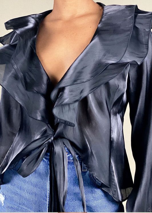 Black Ruffle Blouse