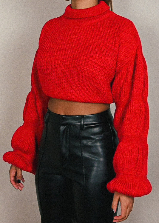 Chrissy Crop Turtleneck Sweater +