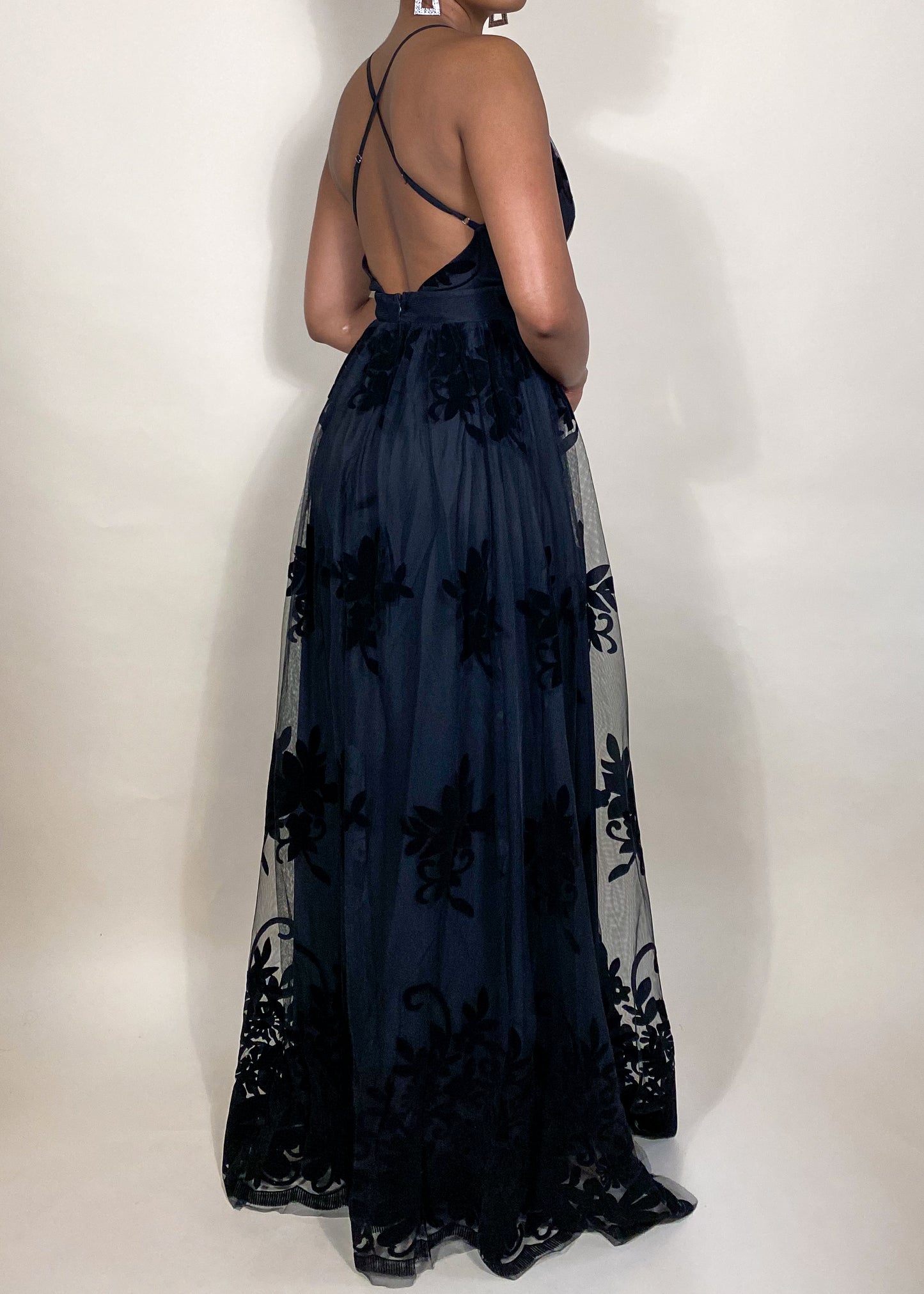 Bryn Black Floral Gown