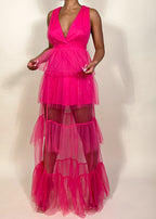 Pink Tiered Tulle Dress