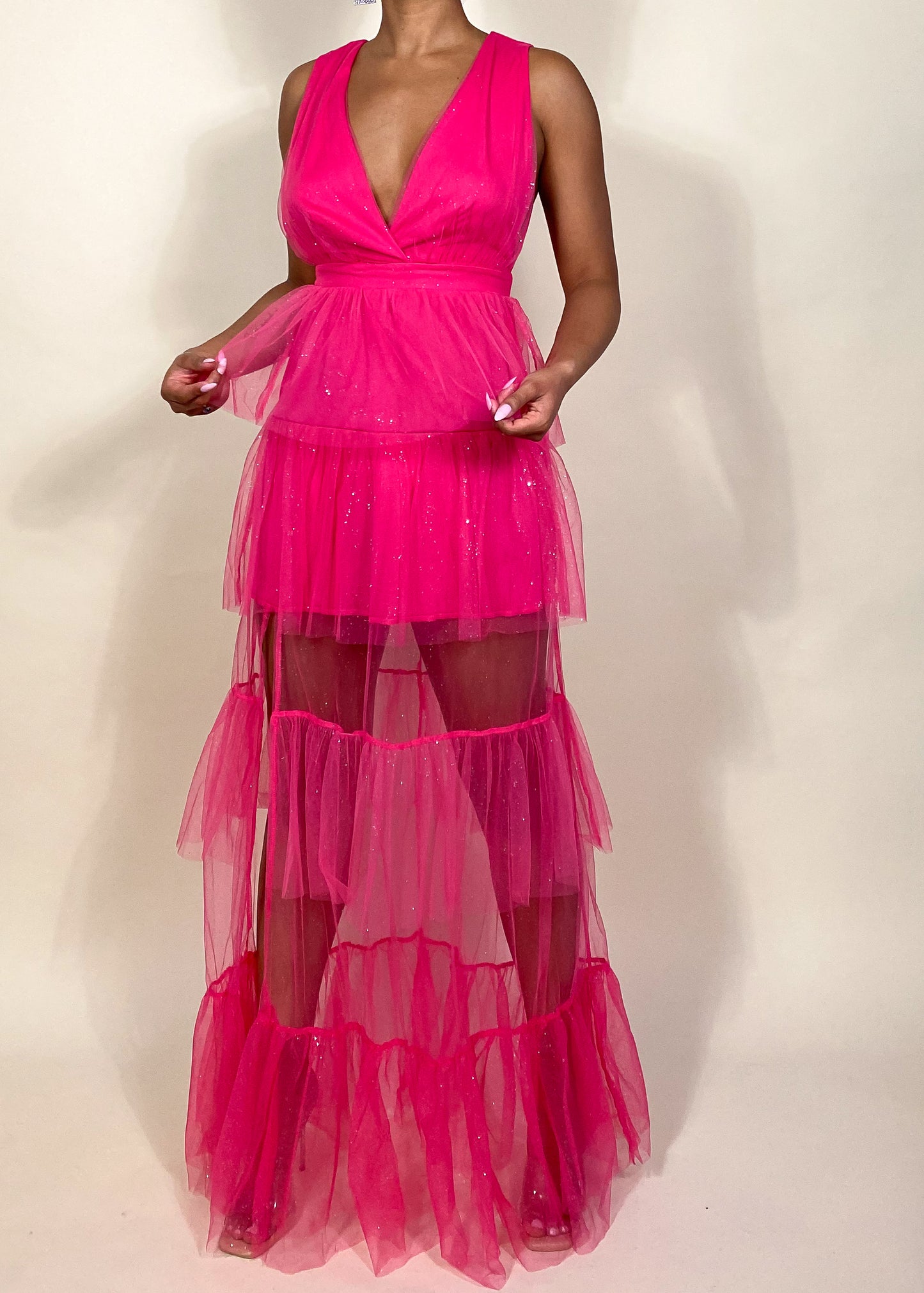 Pink Tiered Tulle Dress