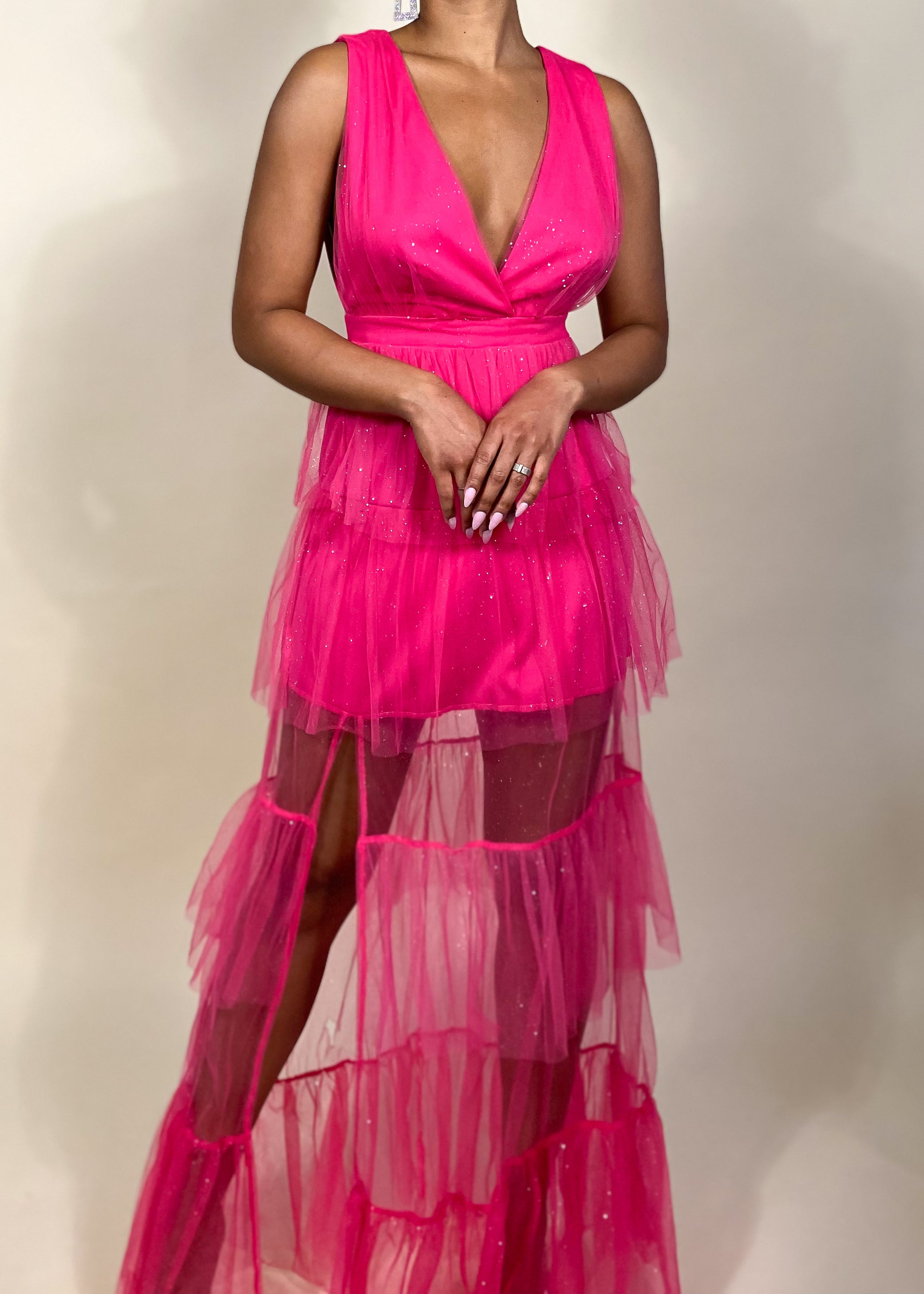 Pink Tiered Tulle Dress