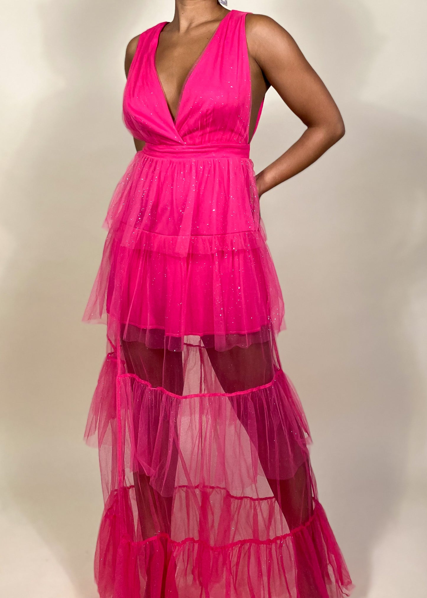 Pink Tiered Tulle Dress