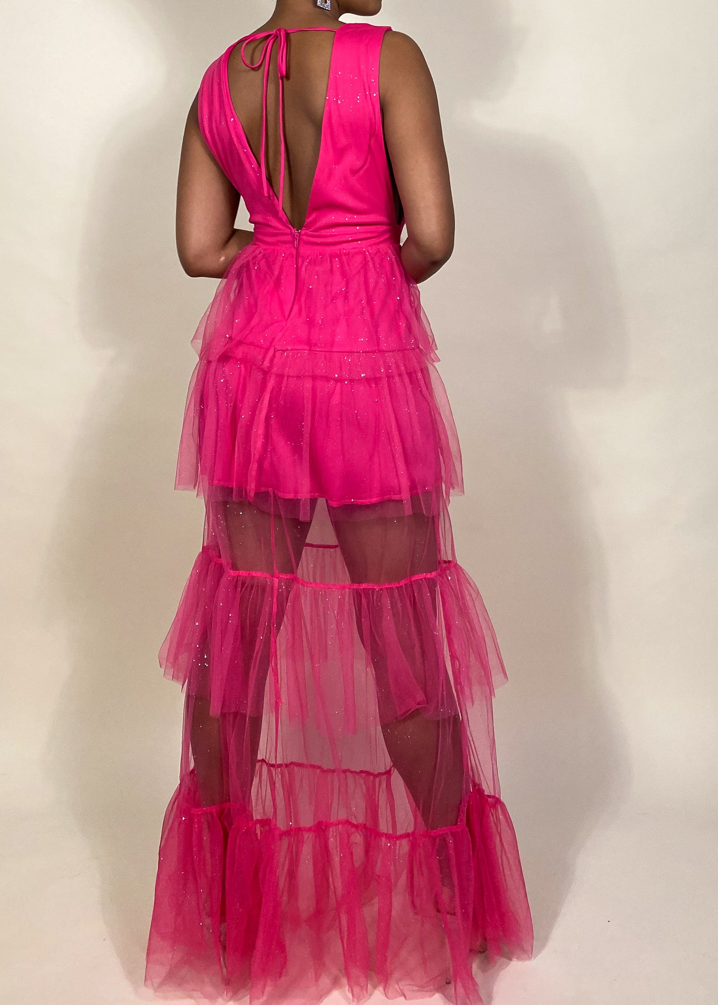 Pink Tiered Tulle Dress