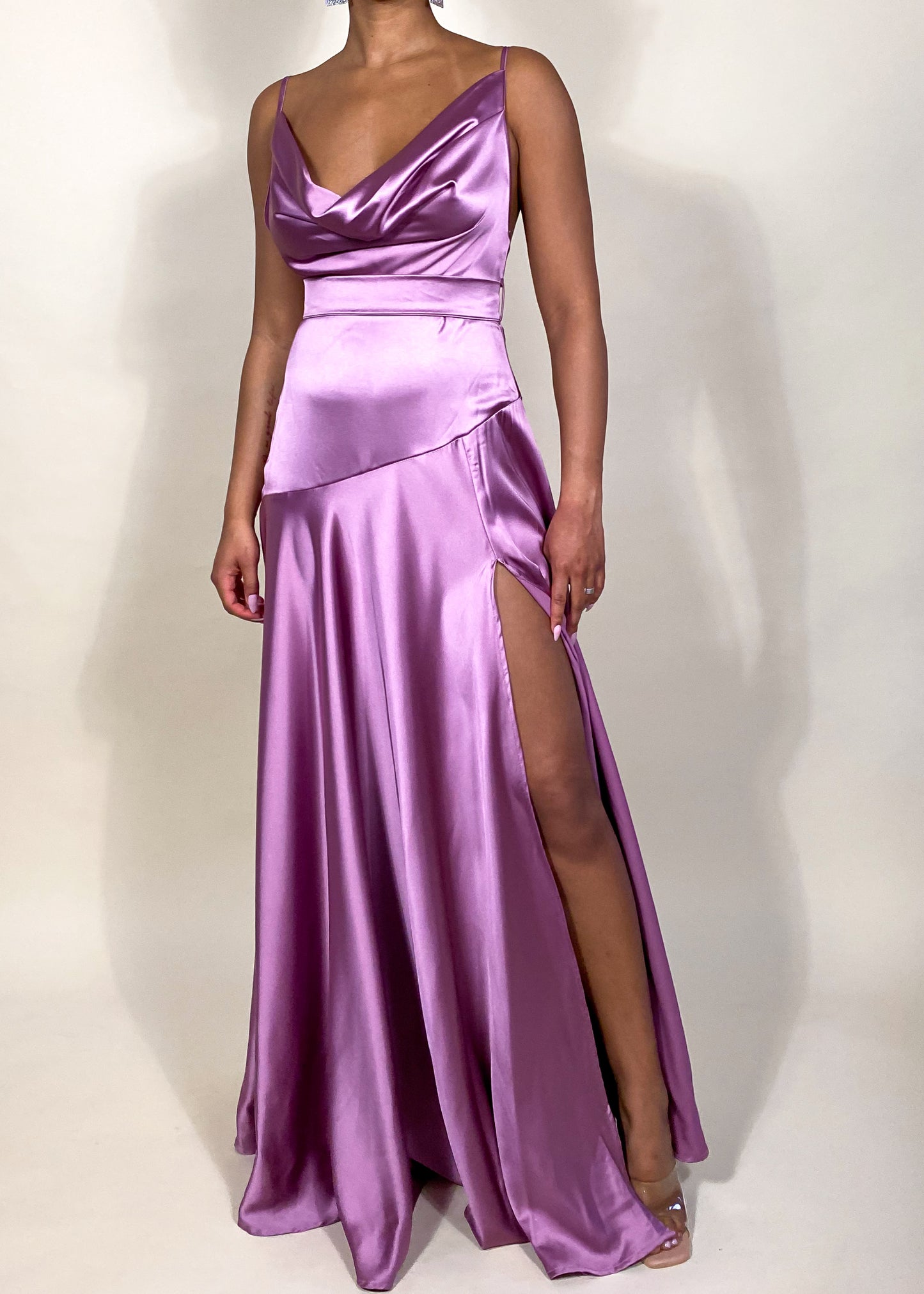 Lilac Satin Gown