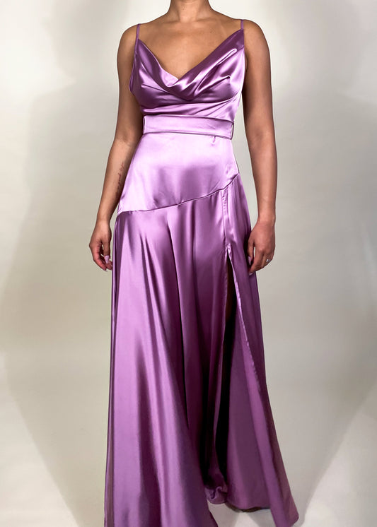 Lilac Satin Gown