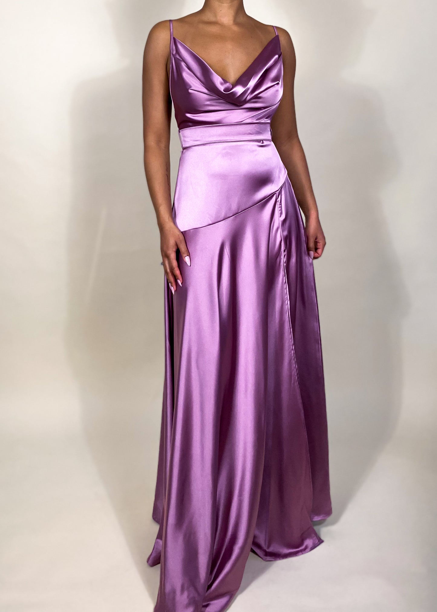 Lilac Satin Gown