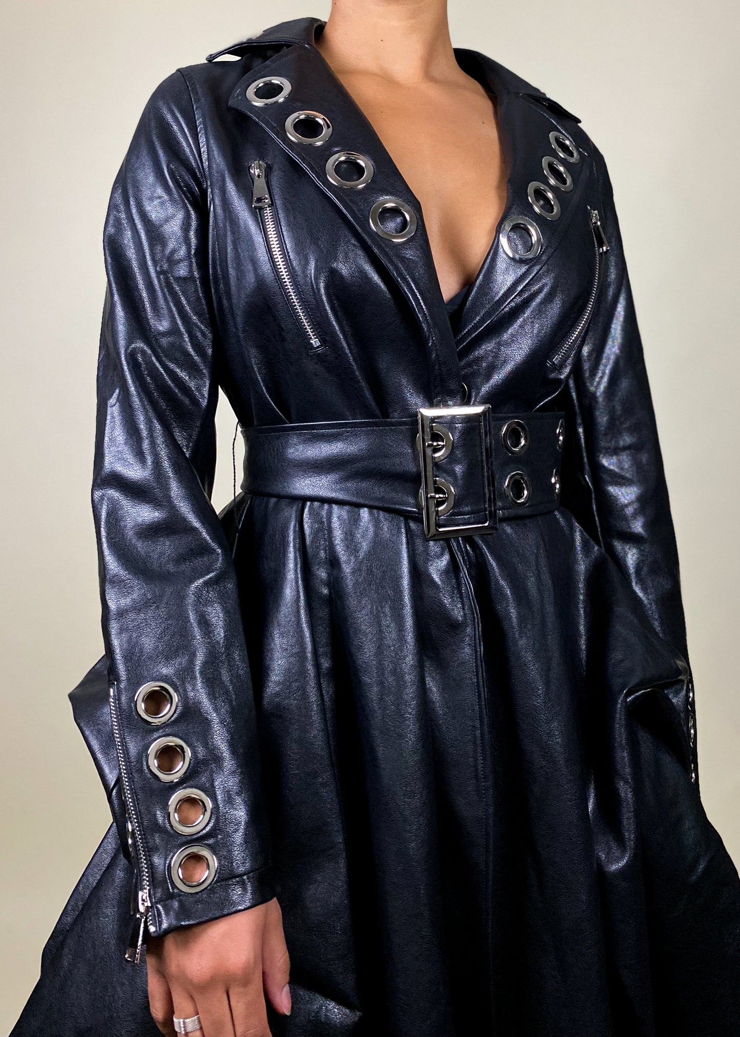 Luna Leather Coat Black
