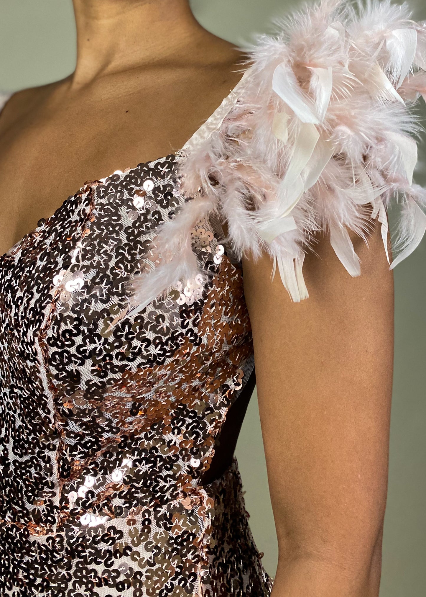 Pink Sequins Feather Dress