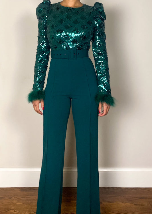 Elegant evening outfit
Formal party jumpsuit
Black tie fashion
Cocktail event attire
Glamorous holiday outfit
Statement nightwear
Red carpet-inspired fashion
High-fashion event look
Fashion-forward power dressing
Luxury gala outfit
Sequin embellished jumpsuit
Shoulder ruffle detailing
Fur cuff sleeve jumpsuit
High-waisted tailored jumpsuit
Elegant black jumpsuit
Wide-leg structured jumpsuit
Dramatic sleeve detailing
Power dressing one-piece
Modern tailored jumpsuit
High-glam sequin fashion
Chic 