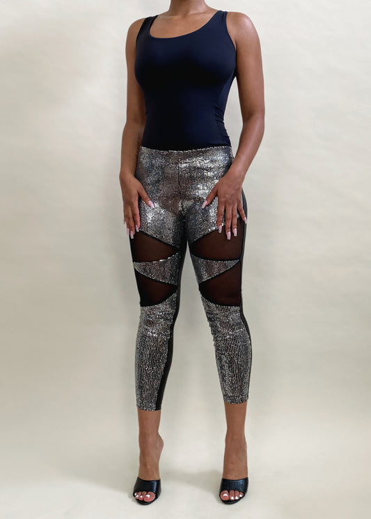 Partywear leggings
Nightclub outfit pants
Festival fashion
Concert outfit idea
Statement evening wear
Special occasion leggings
Rave fashion trends
Sequin mesh leggings
High-waisted sparkle pants
Cut-out leggings
Glitter glam pants
Metallic skinny leggings
Sheer panel pants
Trendy shimmer trousers
Edgy fashion statement
Sexy chic leggings
Bold partywear trend
Glam rock aesthetic
Fashion-forward club outfit
Stylish sequin pants
Modern streetwear glam