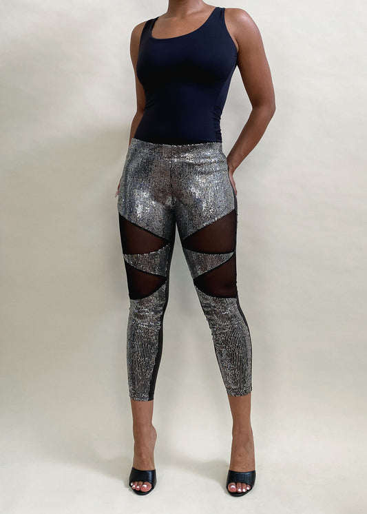 Partywear leggings
Nightclub outfit pants
Festival fashion
Concert outfit idea
Statement evening wear
Special occasion leggings
Rave fashion trends
Sequin mesh leggings
High-waisted sparkle pants
Cut-out leggings
Glitter glam pants
Metallic skinny leggings
Sheer panel pants
Trendy shimmer trousers
Edgy fashion statement
Sexy chic leggings
Bold partywear trend
Glam rock aesthetic
Fashion-forward club outfit
Stylish sequin pants
Modern streetwear glam